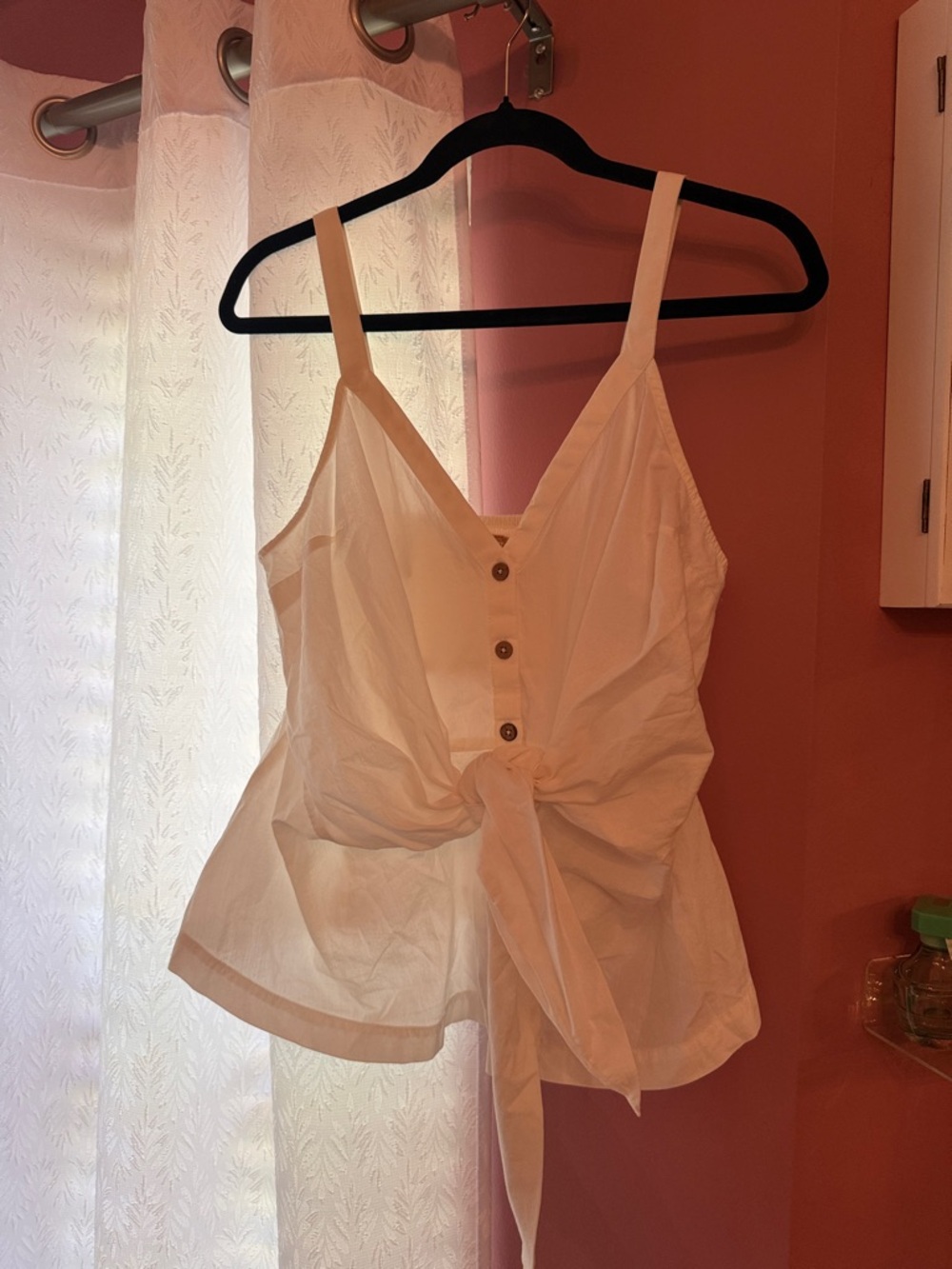 Free People White Tie-Front Button Cami Top